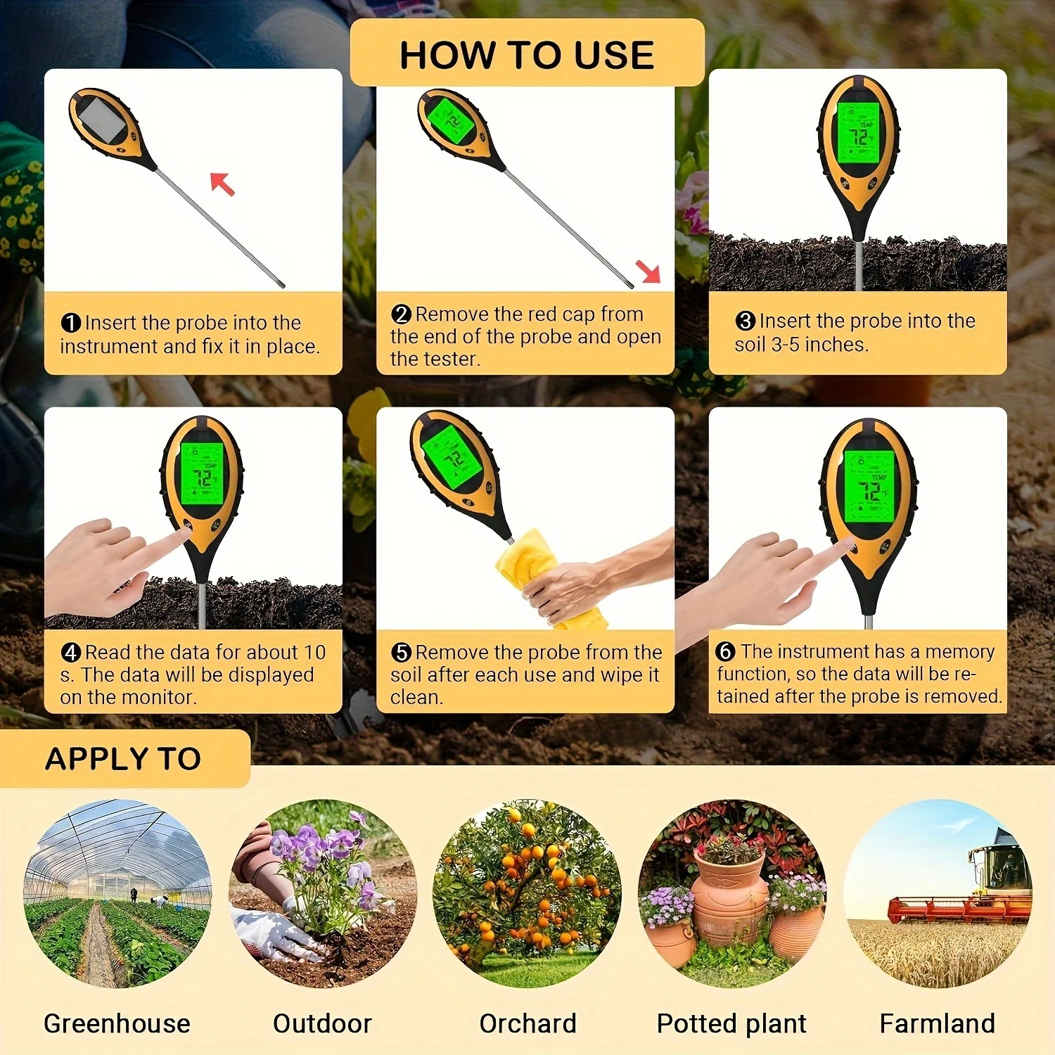 4 In 1 Soil Tester - Image 3