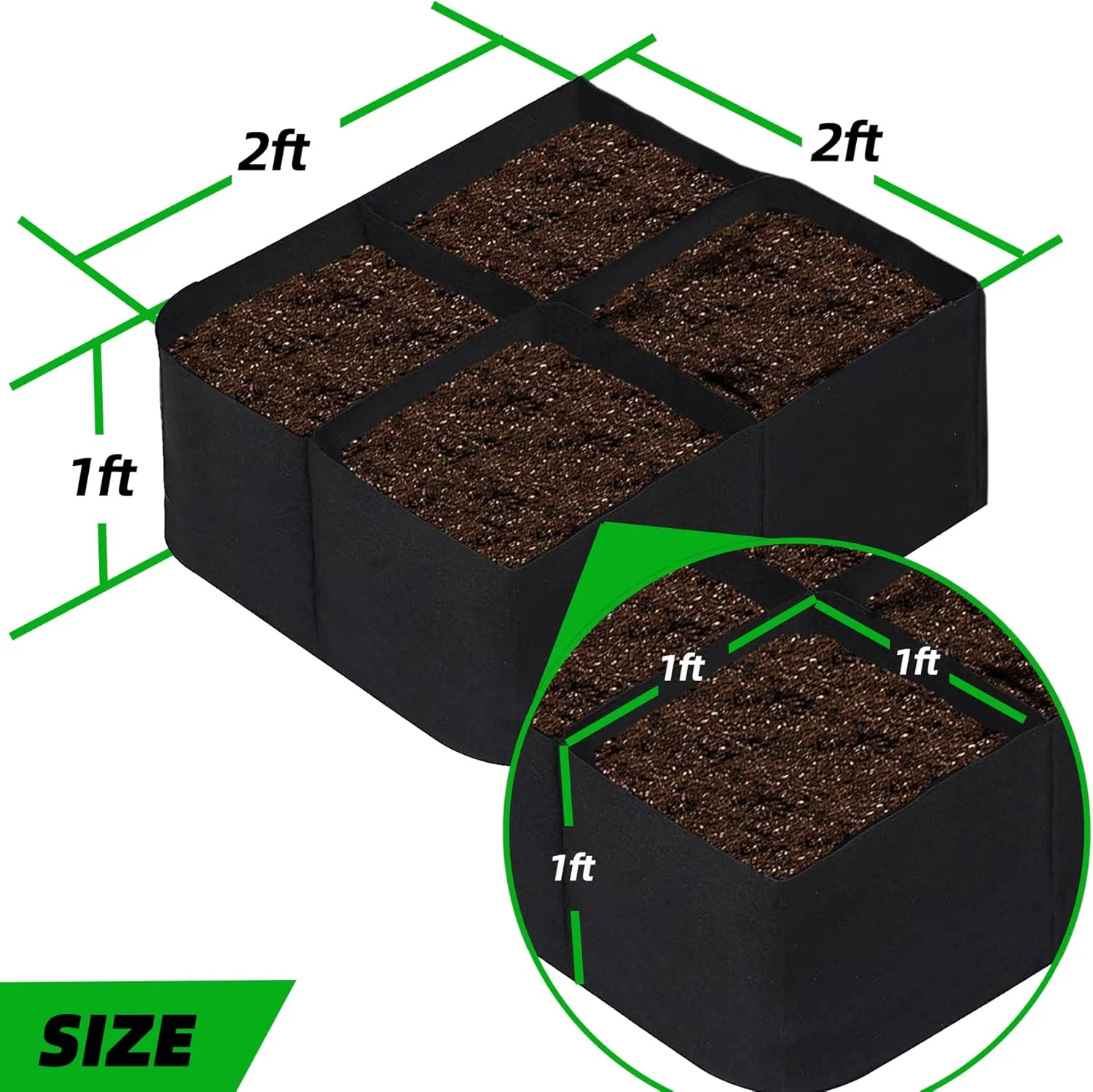 Kiari (4 Grid) Grow Bag – Green (imported) - Image 3