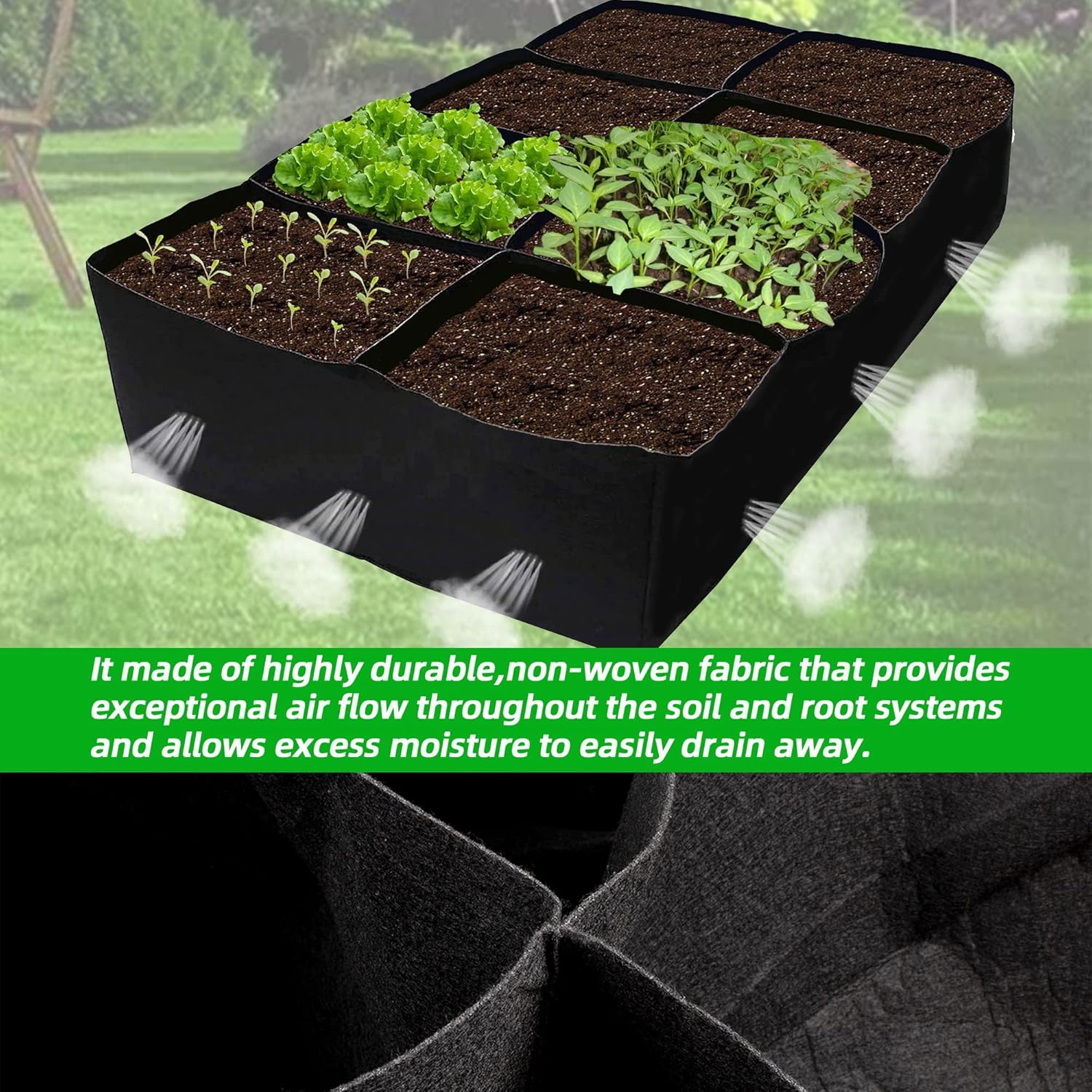 Kiari (8 Grid) Grow Bag – Green (imported) - Image 3