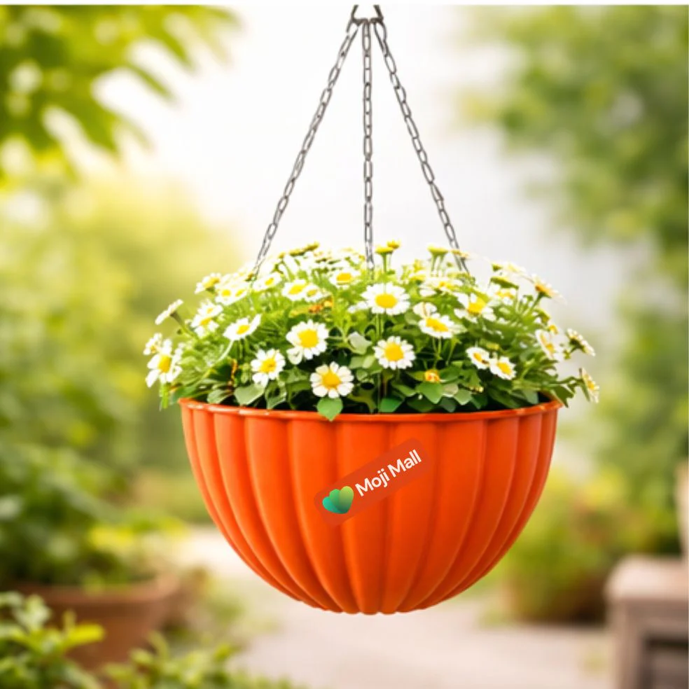 Pack of 4 Hanging Basket (With Chains) Flower Design - Image 3