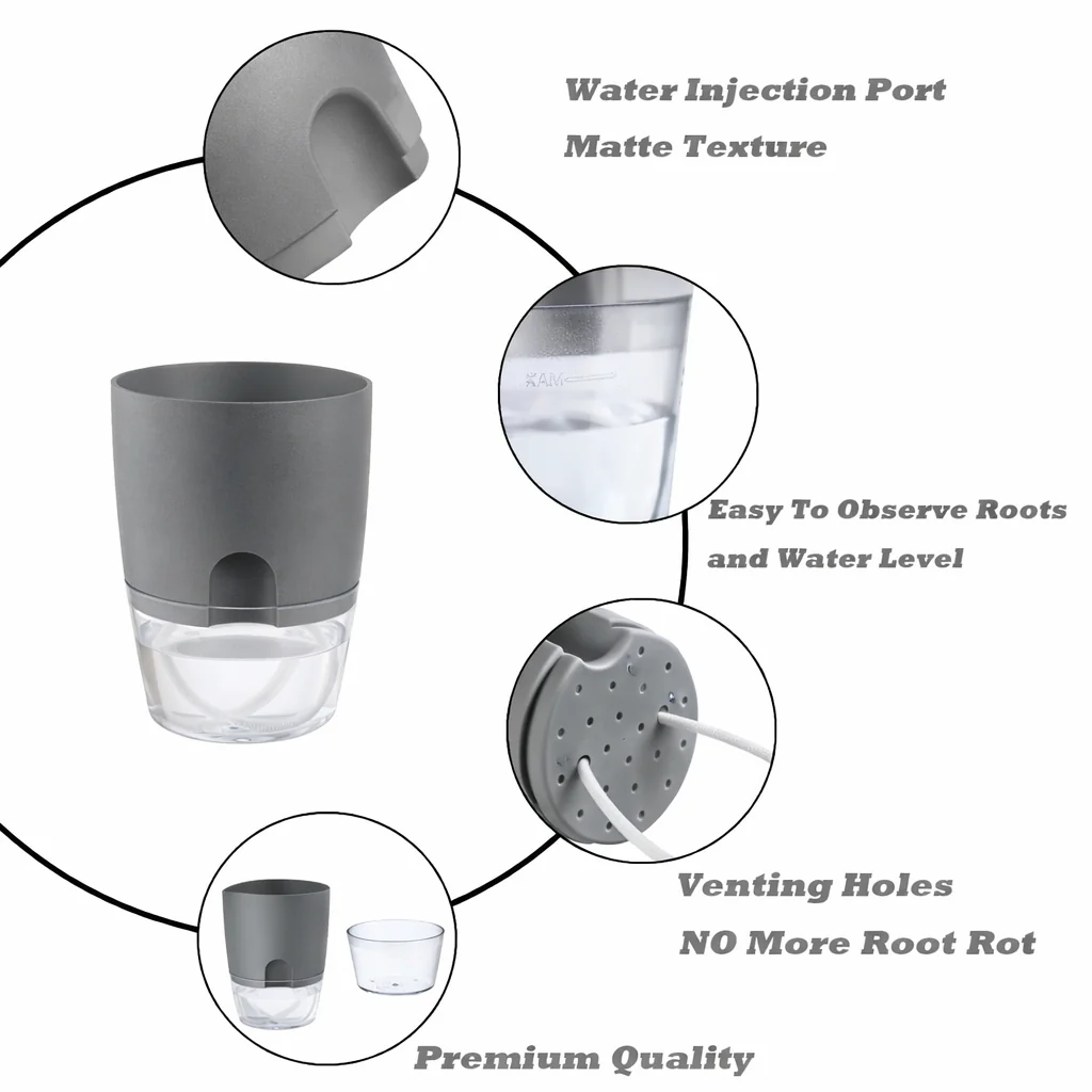 Self Watering Pots – Gray - Image 4